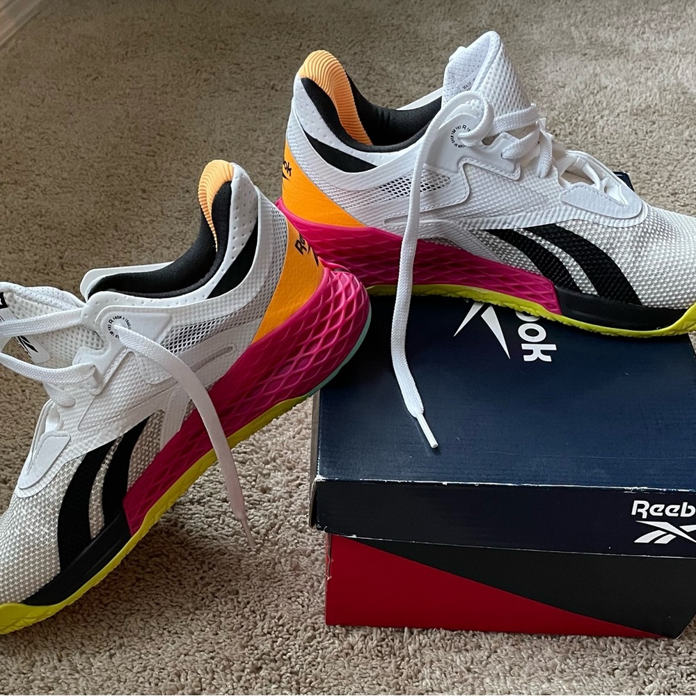 Reebok White and Pink Athletic Shoes